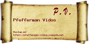Pfefferman Vidos névjegykártya